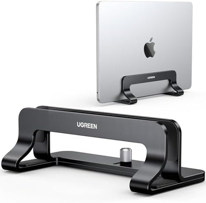 UGREEN Vertical Laptop Stand Holder Mount for Desk, Riser Adjustable Aluminum Compatible with MacBook Pro Air, Ideapad, Surface Book, Chromebook Up to 15.6inch, Grey