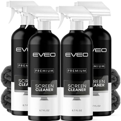 EVEO® Screen Cleaner Spray Kit (Streak-Free) TV Screen Cleaner for Smart TV, LCD, LED, OLED | Computer Spray and Wipe Microfiber Cloth for Monitor, Laptop, iPad, Car & More - 1 Pack