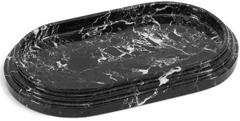 Marble Vanity Tray | Decorative Oval Tray | Bathroom Organizer Tray | Jewelry and Perfume Tray | Home Decor Catchall Tray - PuriLite