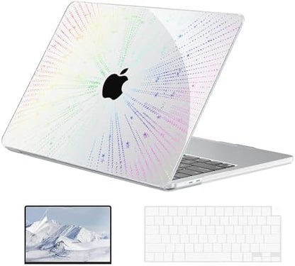 EooCoo Case Compatible with MacBook Air 13 inch M4 M3 M2 2025-2022 A3240 A3113 A2681, 13.6" Hard Case Cover & TPU Keyboard Skin & Screen Protector for Laptop Air 13.6 inch - Crystal Clear