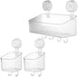uxcell 1Set Suction Cup Shower Caddy with Hooks, 3Pcs Suction Cup Shower Organizer Shelf Wall Mount Dispenser Rack Storage Shelf for Bathroom Kitchen, Green