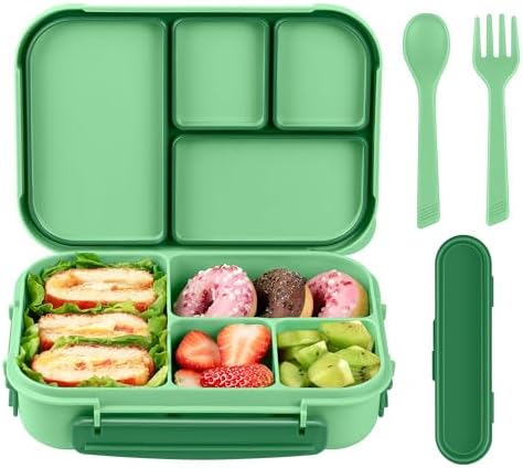 Amathley Lunch Box Kids,Bento Box Adult Lunch Box,Leakproof Lunch Containers for Adults/Kids/Toddler,1200ML-4 Compartments bento Lunch box with Utensil,Microwave & Dishwasher Safe(Dark Gray)