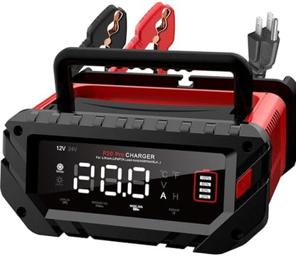 Lithium Lifepo4 Battery Charger,12V 24V Fully Automatic Car Battery Charger, 12 Volt-20A, 24 Volt-10A Trickle Charger maintainer, AGM Deep Cycle Battery Charger