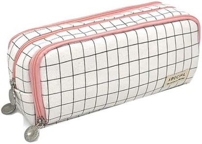 Big Capacity Pencil Case, OLIYuMi 3 Compartment Pencil Pouch Pencil Bag Storage Box Stationery Organizer Makeup Bag with Zipper Closure for Student Office College Boys and Girls (Pink)