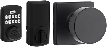 Weiser Powerbolt 3 Matte Black Keyless Entry Door Lock/Deadbolt Lock, 10-Button Keypad Door Lock with Auto Lock and 12-Month Battery Life, Electronic Door Locks for Front Door, Home Décor