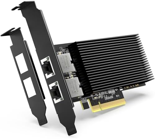 10G PCI-E Network Card with 10Gbps Dual RJ45 Ports, Intel X540-T2 Conrtoller, VIMIN 10Gb Ethernet Adapter Card Compatible with PCI Express X8, X16, Support Windows/Windows Server/Linux/VMware