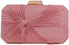 CORIOS Pleated Evening Bag Sparkly Sequin Clutch Bag for Women Sparkly Handbag Bridal Wedding Purse Elegant Crossbody Bag
