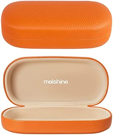 molshine Hard Shell Leather Sunglasses Case,Classic Large Glasses Case for Women Men,Sunglass Eyeglasses