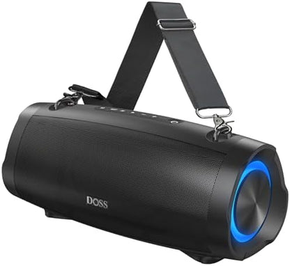 DOSS Extreme Boom Pro D100 Bluetooth Speaker with 140W Peak, 70W Bold Sound, Extra Bass, 24H Playtime, Beat-Sync Lights, IPX6 Waterproof, Portable Strap for Hiking, Camping-Orange