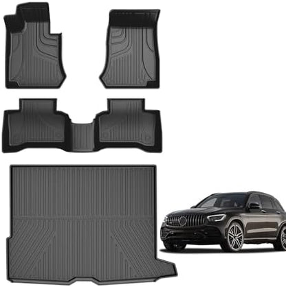AOMSAZTO Floor Mats & Trunk Mat for 2024 2025 Chevy Equinox EV (Non Fuel),TPE All Weather Protection 2 Rows Car Floor Liners with Cargo Liner for Chevrolet Equinox EV (Non Fuel)
