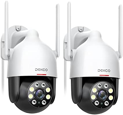 DEKCO 2K Outdoor Security Camera with 360 Degree Pan-Tilt Motion Tracking, Home Camera Surveillance Exterieur, WiFi Camera, Full Color Night Vision Sound-Light Alarm, 2-Way Audio, Waterproof