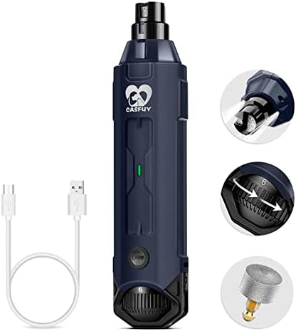 Casfuy 6-Speed Dog Nail Grinder Newest - Super Quiet Pet Nail Grinder Rechargeable Electric Dog Nail Trimmer Professional Paws Grooming & Smoothing Tool for Large Medium Small Dogs (Bright Blue)