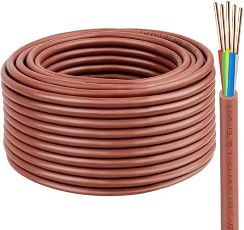 XRDS -RF 18/5 Thermostat Wire - 75 Feet, 5 Conductor Thermostat Cable for HVAC Heating and Cooling - 18 AWG Copper Wire