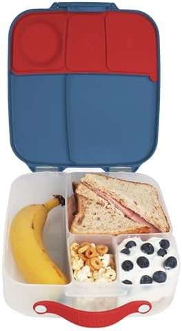 b.box 5-Compartment bento Style Lunch Box for Kids, Toddlers, Childrens, BPA-Free Food Storage Container with Cooler Pack, ON-The-GO Food Box with Handles Included Custom Divider, Lemon Twist