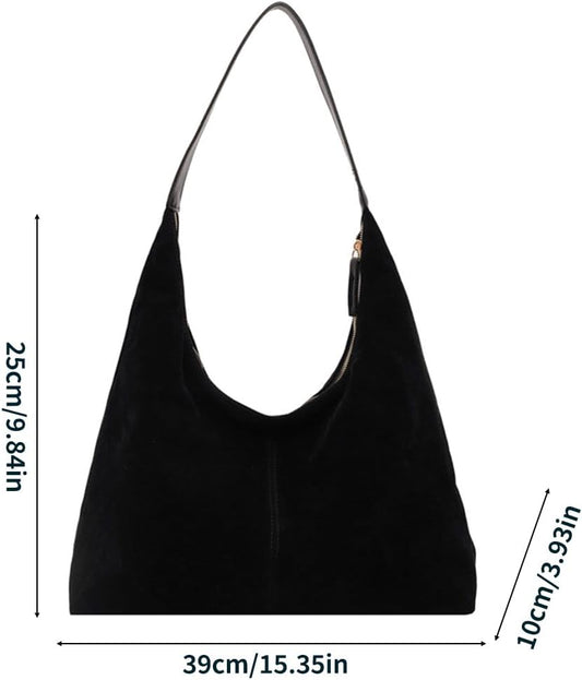 Purilite Select | Retro Faux Suede Hobo Bag | Fall/Winter Shoulder Bag 2025 | Trendy Office, Travel & Work Purse