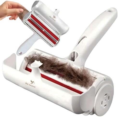 Pet Hair Remover Roller, Reusable Animal Hair Removal Brush for Dogs and Cats, Self Clean Pet Fur from Carpet, Furniture, Rugs, Laundry, Clothes and Bedding, Sofa (Red)