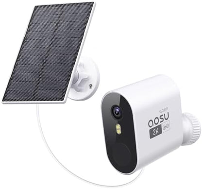 AOSU 2K Solar Security Cameras Wireless Outdoor, WiFi Camera Surveillance Exterieur for Home Security System, 166° View, Color Night Vision, 2-Way Talk, 32GB Homebase Local Storage, No Monthly Fee