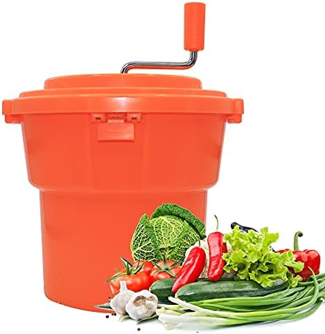 Jiwins Commercial Salad Spinner Large, 5 Gallon/19 Liter Manual Salad Spinner Jumbo Lettuce Spinner Lettuce Dryer-Dries up to 7 Heads of Lettuce