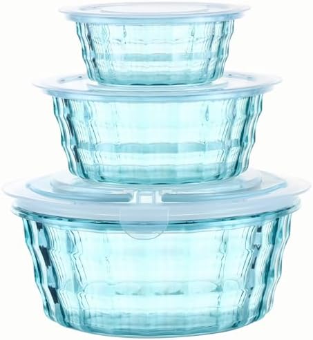 Taiuloo Set of 3 Food Storage Containers with Lids & Handle, BPA Free Plastic Meal Prep & Salad Bowl Containers To Go for Lunch, Salad Serving Bowls for Snack, Fruit, Veggie, Green