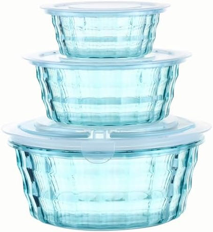 TaiuTaiuloo 3-Piece Salad Bowls with Lids & Handle, BPA Free Plastic Meal Prep Containers for Lunch, Kitchen Mixing & Serving Bowls for Salad, Snack, Fruit, Veggie, Pink