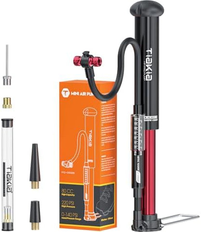 Tiakia Bike Floor Pump with Gauge High Pressure Portable Bike Pump High Volume Aluminum Tire Pump Small Bicycle Air Pump Fits Schrader Presta Valve Hand Pump for Bike Balls