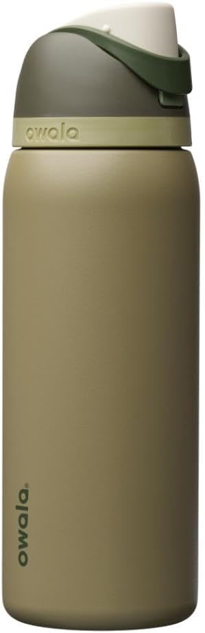 Owala FreeSip Insulated Stainless Steel Water Bottle with Straw for Sports and Travel, BPA-Free, 24-oz, Very, Very Dark