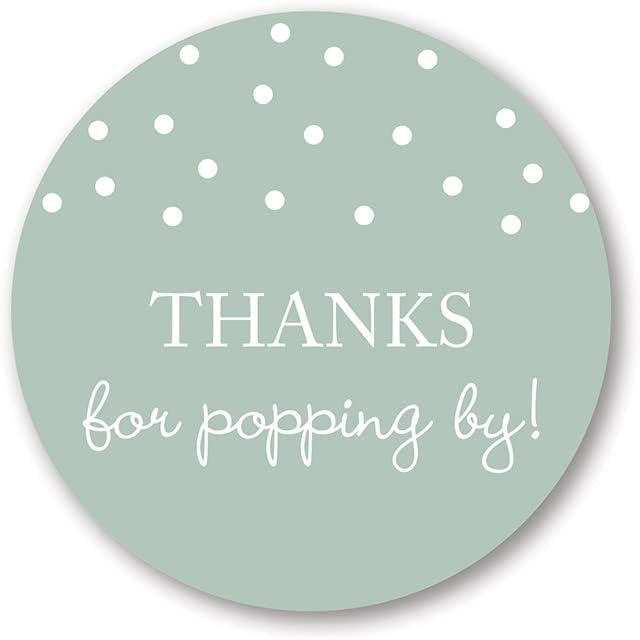 40 Thanks for Popping by! Popcorn Favor Stickers (Gold on White)