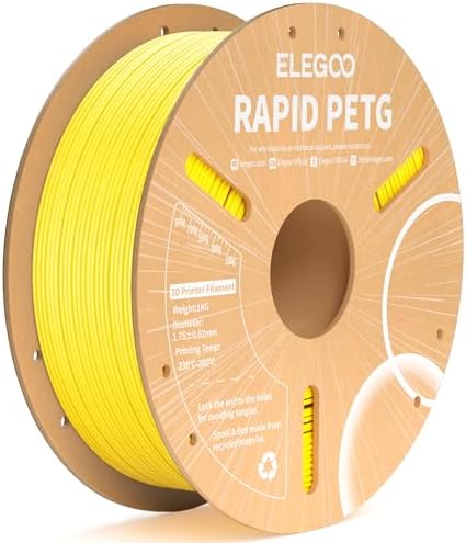 ELEGOO Rapid PETG Filament 1.75mm Black 1KG, 3D Printer Filament Max 600 mm/s High Speed Printing, Dimensional Accuracy +/- 0.02 mm Fit Most FDM Printer 1kg Cardboard Spool