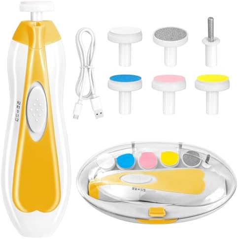 Qunlions life Electric Nail File Drill for Baby, No Sharp Claws Hurt, 6 in 1 Safety Cutter Trimmer Clipper for Toes and Fingers (Blue)