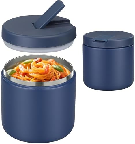 19 Oz Insulated Food Jar, Buckle Lid Wide Mouth Soup Jar, Leakproof Stainless Steel Lunch Container for School Office Travel, Blue