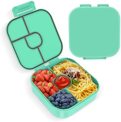 Braoses Bento Box, Lunch Box with 4 Compartments, 800ml Frosted and Leak-Proof Lunch Snack Box for Children Kindergarten(Blue)