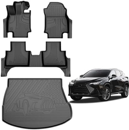 AOMSAZTO Floor Mats & Trunk Mat for 2024 2025 Chevy Equinox EV (Non Fuel),TPE All Weather Protection 2 Rows Car Floor Liners with Cargo Liner for Chevrolet Equinox EV (Non Fuel)