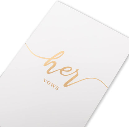 Vekola Vow Books for Wedding His and Hers Elegant Gold Foil Set of 2 Wedding Notebook with 28 Pages (Navy Blue+White)