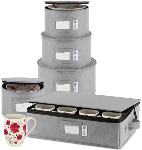 Hard Shell China Storage Containers | Dish Storage Boxes | Moving Storage Containers | Dinnerware Organizer Set | Seasonal Storage Solutions - PuriLite
