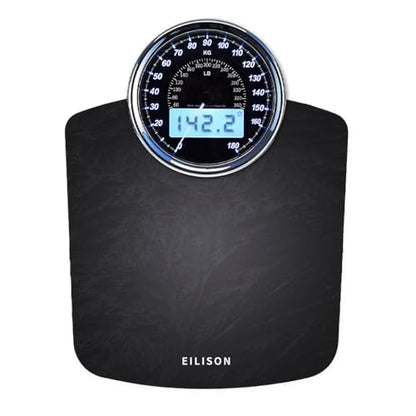 EILISON Highly Advance 2-in-1 Digital & Analog Weighing Scale for Body Weight-400lbs, 4 High Precison GX Sensor Accurate, Thick Tempered Glass, Extra Large Display (White)