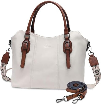 Hobo Bags for Women,VASCHY Vegan Leather Handbag Purse Top Handle Satchel Boho Shoulder Bag with Crossbody Guitar Strap