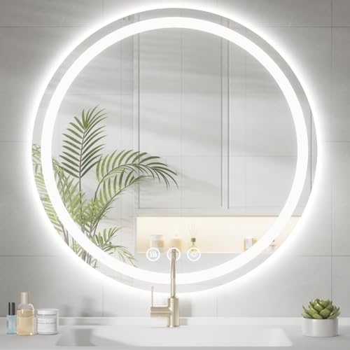 Lmsedf 24" x 32"Rectangle LED Bathroom Mirror with Lights, Backlit & Front Lighted, Wall-Mounted Vanity Mirror 3000K/4000K/6000K, Memory Functions, Anti-Fog, Dimmable Smart Mirror