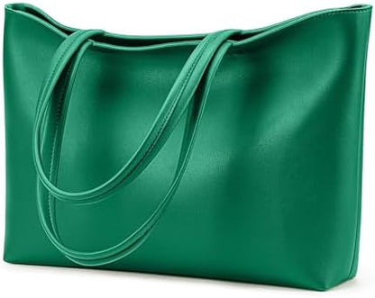 KALIDI Tote Bag Zipper Shoulder Bag Faux Leather Purses for Women Large Casual Handbag Work Dating College