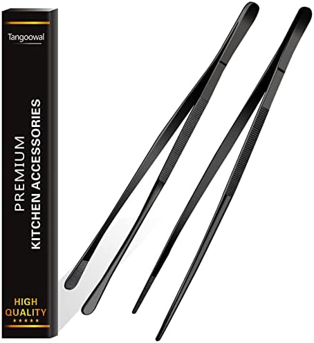 Rivoean 2 Pcs 12-Inch Fine Tweezer Tongs,Extra-Long Stainless Steel Tweezers Tongs
