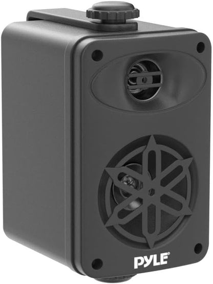 PYLE Outdoor Speakers- Waterproof Marine Grade Speakers, Universal Mounting, Heavy Duty ABS Construction- Boat, Patio, Pool, Indoor Outdoor Use- Black