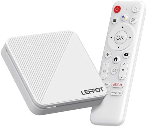 LEFFOT Android 14.0 TV Box 2025, H313 4K Ultra HD Streaming Device for TV, 2GB RAM + 16GB ROM, Smart TV Box with HDR10, Voice Control, 2.4G & 5G WiFi 6, 100M Ethernet, H313 Quad Core ARM Cortex A53