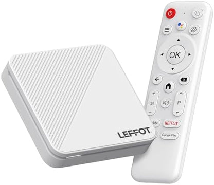 LEFFOT Android 14.0 TV Box 2025, H313 4K Ultra HD Streaming Device for TV, 2GB RAM + 16GB ROM, Smart TV Box with HDR10, Voice Control, 2.4G & 5G WiFi 6, 100M Ethernet, H313 Quad Core ARM Cortex A53