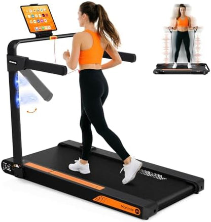 Mahrole Walking Pad with Vibration and lncline,Foldable Walking Pad Treadmill with Remote Control and APP,Powerful 3.0HP Servo Motor Treadmills for Home and Office