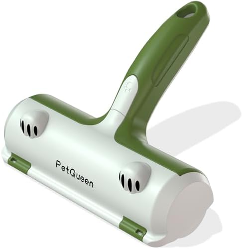 Pet Hair Remover Roller, Reusable Dog Cat Hair Removal Brush, Self Clean Lint Roller Pet Fur from Carpet, Furniture, Rugs, Bedding, Sofa-Green and White