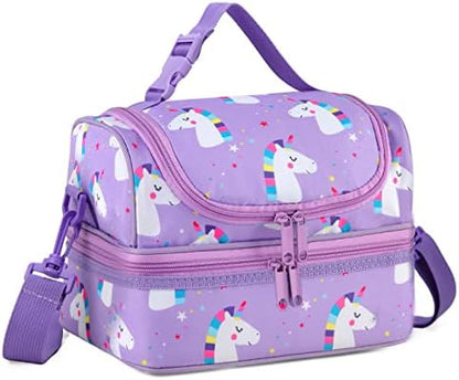 VASCHY Lunch Box Bag Men, Insulated Two Compartments Bento Cooler Bags for Adults/Women/Kids for School,Daycare,Kindergarten,Picnic Black
