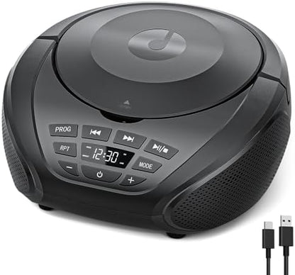 Gueray CD Player Portable Boombox: Home Audio CD Players with Speakers FM Radio AUX Input Support Headphones Playlist Mode PROG Playback for Outdoor Indoor Audiobooks