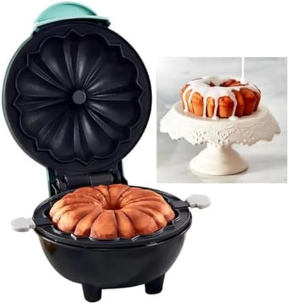 Mini Maker Waffle Maker 5“ Non-Stick Waffler Iron Stuffler Stuffed Wafflera Adjustable Browning Control, Heart, Azure