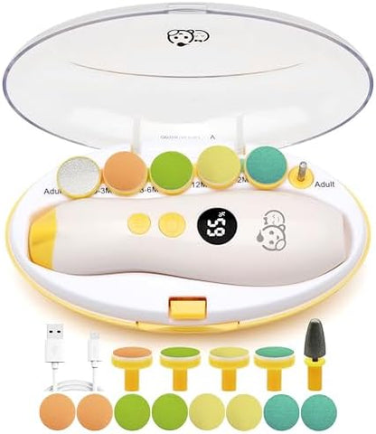 Royal Angels Rechargeable Baby Nail Clippers 20 in 1, Safe Electric Nail Trimmer, Baby Nail Kit, Additional Replacements, Newborn Toddler Toes and Fingernails, Trim and Polish (Rechargeable, Snow)