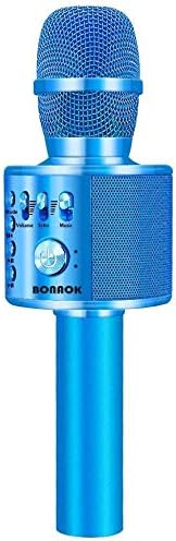 BONAOK Wireless Bluetooth Karaoke Microphone,3-in-1 Portable Instrument Wireless Microphone Mic Speaker Machine Home Party Birthday for All Smartphones（Black）