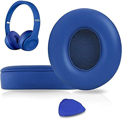 SoloWIT® Ear Pads Cushions Replacement, Earpads for Beats Solo 2 & Solo 3 Wireless On-Ear Headphones with Soft Protein Leather, Stronger Adhesive, Noise Isolation Memory Foam - Black
